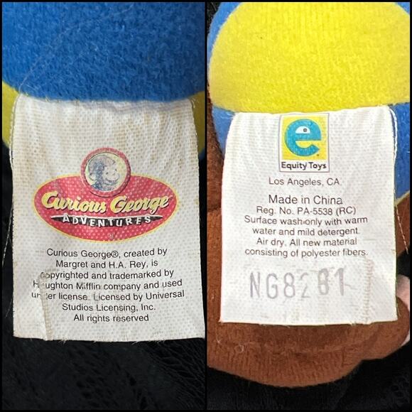 Miniature Vintage Curious George Plush Toy Collectible with Circus Ball 4" - Picture 10 of 15